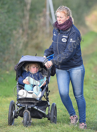 Mia Tindall in baby buggy